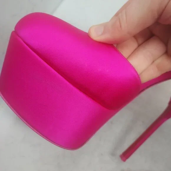 CHRISTIAN LOUBOUTIN Pink Maria Frou Alta Satin Platform Pump Shoe - Picture 11 of 14